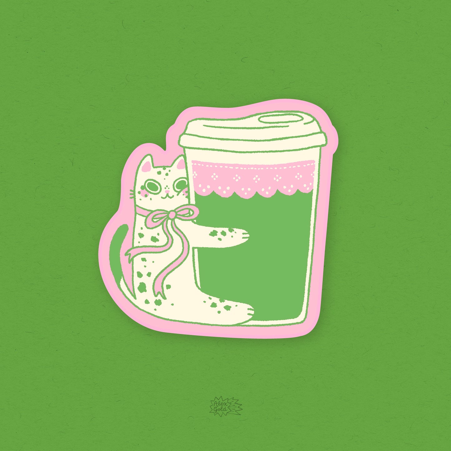 Strawberry Matcha Cat Sticker