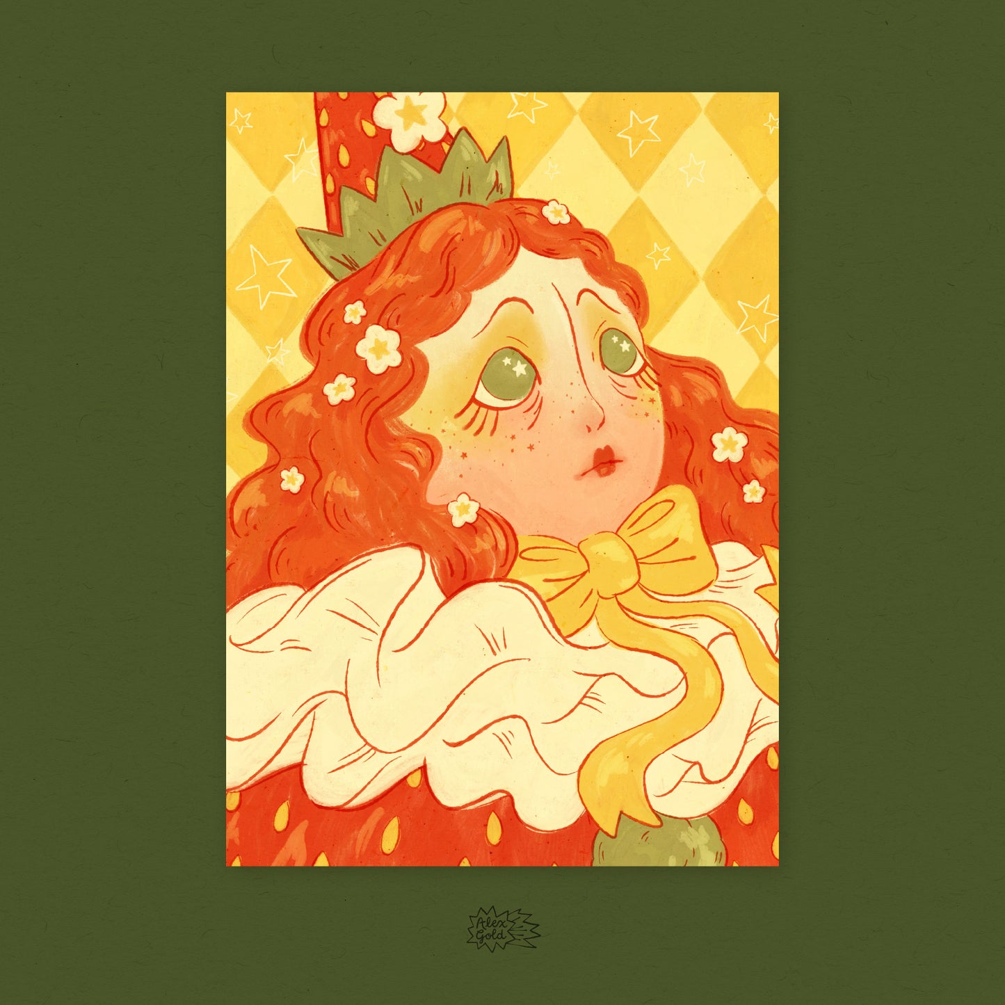 Strawberry Clown Postcard