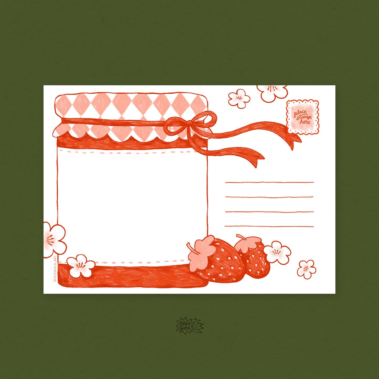 Strawberry Clown Postcard